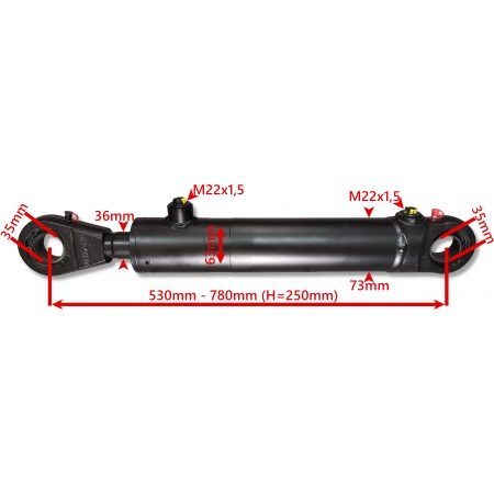 SIŁOWNIK CYLINDER SKOK 250 PŁUG CHWYTAK KROKODYL